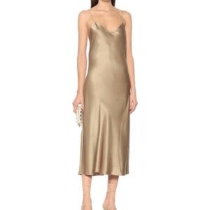 Elegant Gold Polo Ralph Lauren Satin Slip Dress in Metallic